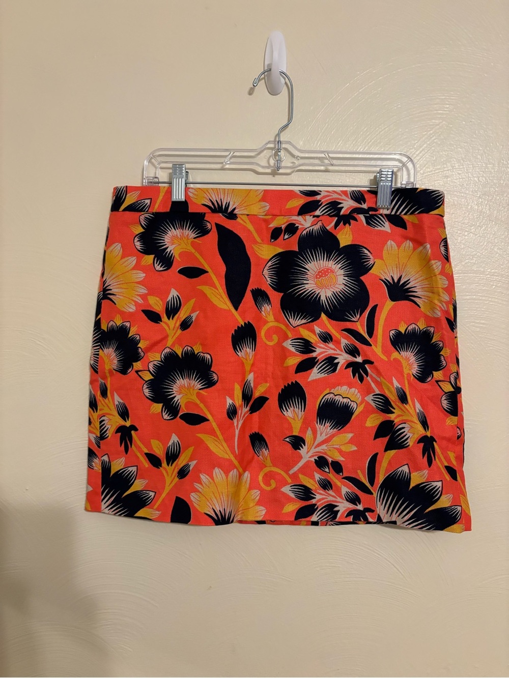 J.Crew Linen Blend Floral Mini Skirt Size 10 Coral Orange Tropical Summer